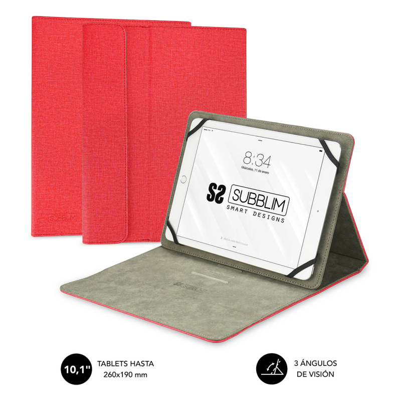 SUBBLIM Funda Tablet Clever Stand Tablet Case 10,1″ Red