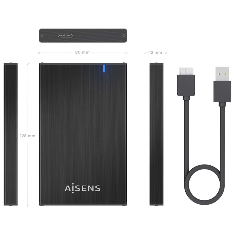 AISENS ASE-2527B caja para disco duro externo Carcasa de disco duro/SSD 2.5″