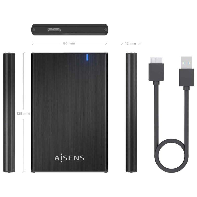 AISENS ASE-2528B caja para disco duro externo Carcasa de disco duro/SSD 2.5″