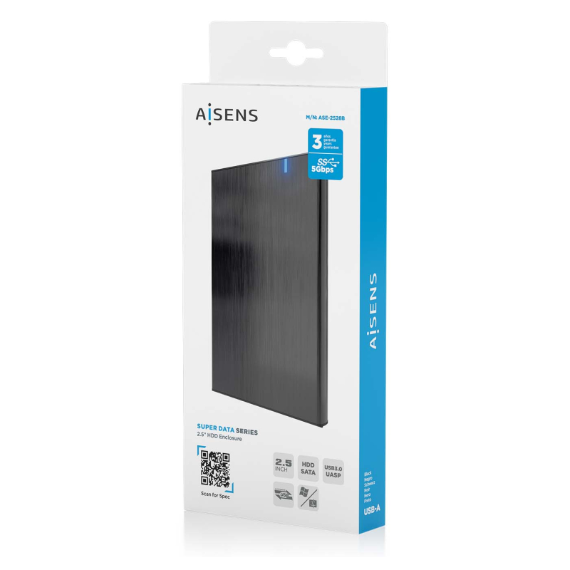 AISENS ASE-2528B caja para disco duro externo Carcasa de disco duro/SSD 2.5″