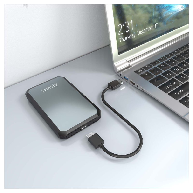 AISENS ASE-2529B caja para disco duro externo Carcasa de disco duro/SSD Negro, Gris 2.5″