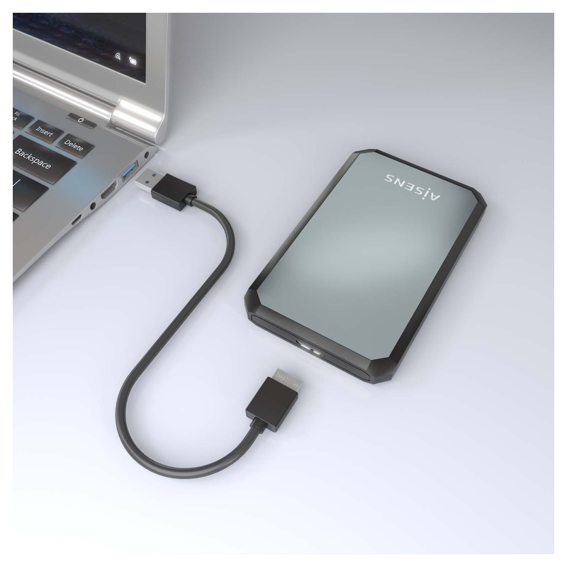 AISENS ASE-2529B caja para disco duro externo Carcasa de disco duro/SSD Negro, Gris 2.5″