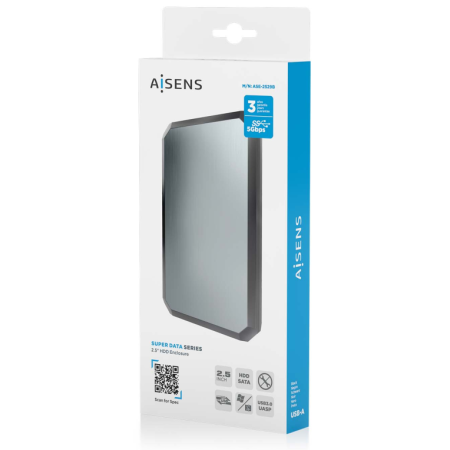 AISENS ASE-2529B caja para disco duro externo Carcasa de disco duro/SSD Negro, Gris 2.5″