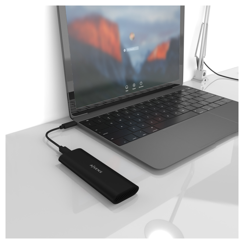 AISENS Caja Externa M.2 (NGFF) ASM2-014B SATA/NVMe A USB3.1 Gen2, Negro