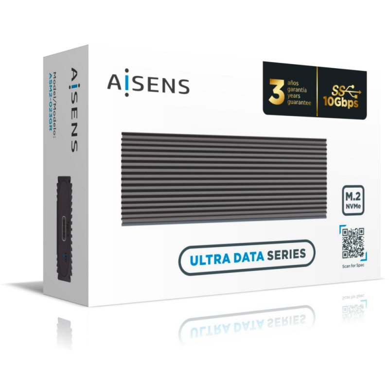 AISENS Caja Externa M.2 (NGFF) ASM2-023GR NVMe A USB3.2 Gen2, Gris