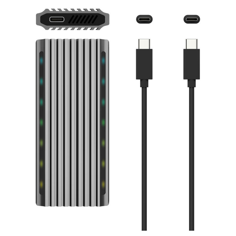 AISENS Caja Externa M.2 RGB Gaming ASM2-RGB011GR SATA/NVMe A USB3.1 Gen2, Gris