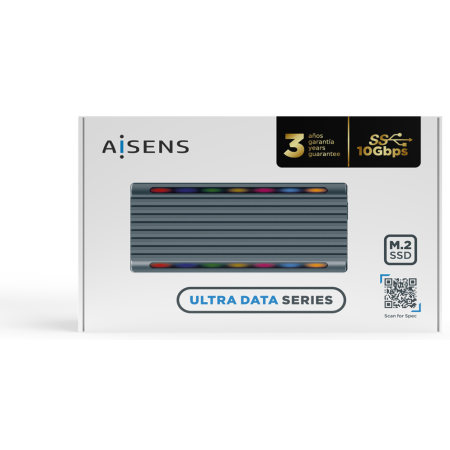AISENS Caja Externa M.2 RGB Gaming ASM2-RGB011GR SATA/NVMe A USB3.1 Gen2, Gris