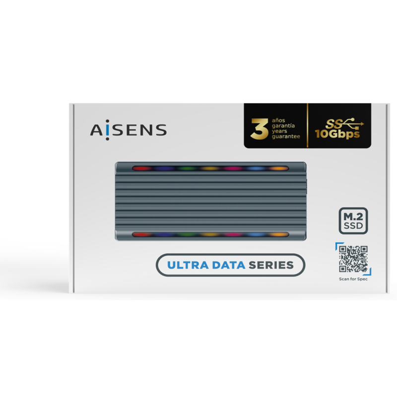 AISENS Caja Externa M.2 RGB Gaming ASM2-RGB011GR SATA/NVMe A USB3.1 Gen2, Gris