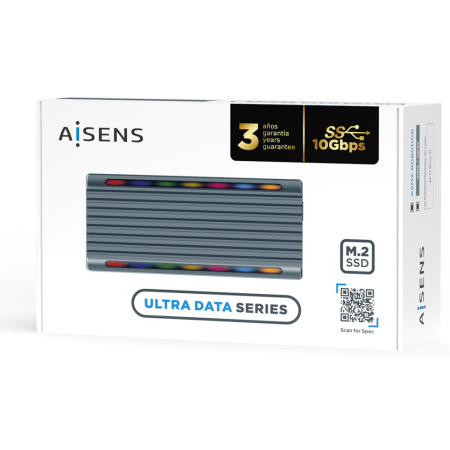 AISENS Caja Externa M.2 RGB Gaming ASM2-RGB011GR SATA/NVMe A USB3.1 Gen2, Gris