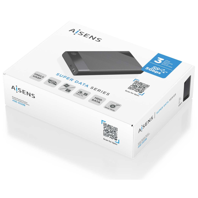 AISENS ASE-3529B caja para disco duro externo Caja de disco duro (HDD) Negro 3.5″