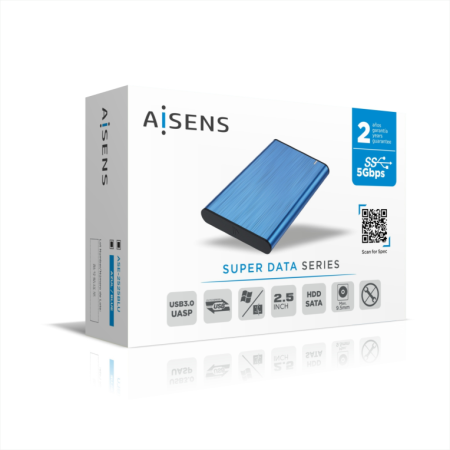 AISENS Caja Externa 2,5″ ASE-2525BLU 9.5mm SATA a USB 3.0/USB3.1 Gen1, Azul