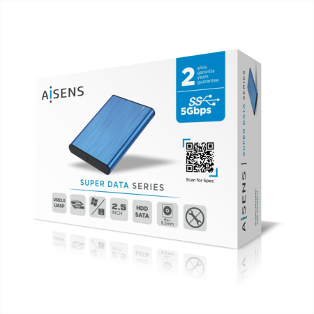 AISENS Caja Externa 2,5″ ASE-2525BLU 9.5mm SATA a USB 3.0/USB3.1 Gen1, Azul