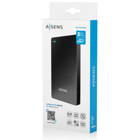 AISENS ASE-2542B caja para disco duro externo Caja de disco duro (HDD) Negro 2.5″