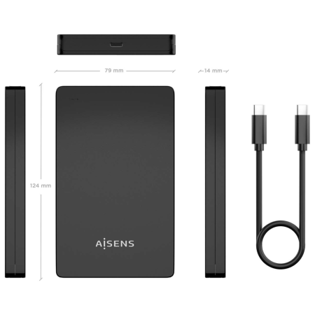 AISENS ASE-2542B caja para disco duro externo Caja de disco duro (HDD) Negro 2.5″