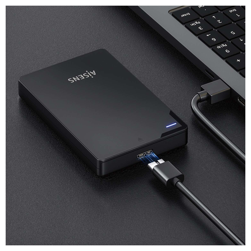 AISENS Caja Externa 2,5? 9.5mm SATA a USB 3.0/USB3.1 Gen1, Negra