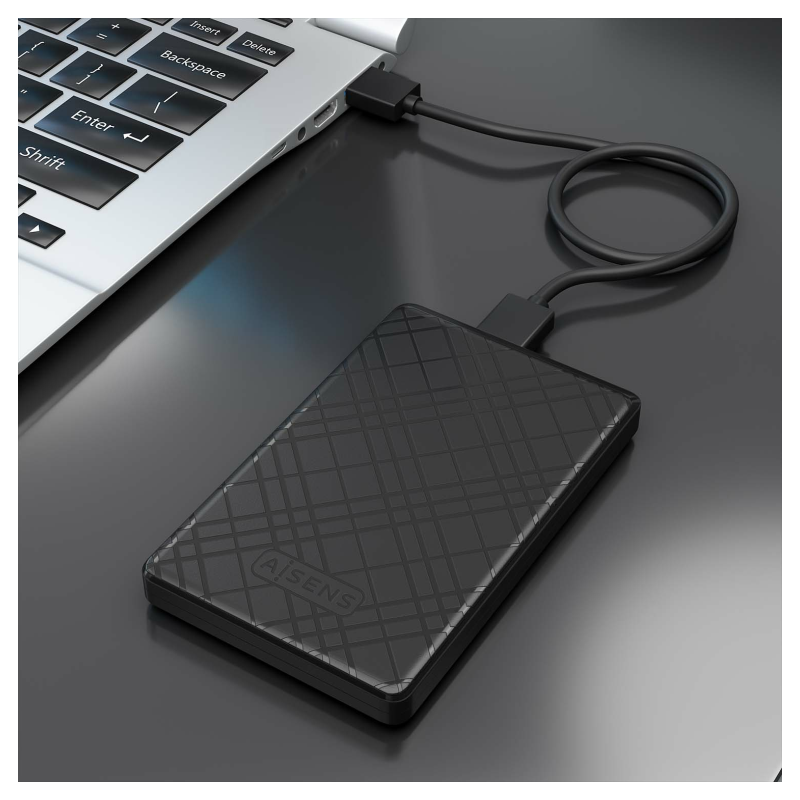 AISENS ASE-2522B caja para disco duro externo Carcasa de disco duro/SSD Negro 2.5″