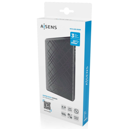 AISENS ASE-2522B caja para disco duro externo Carcasa de disco duro/SSD Negro 2.5″