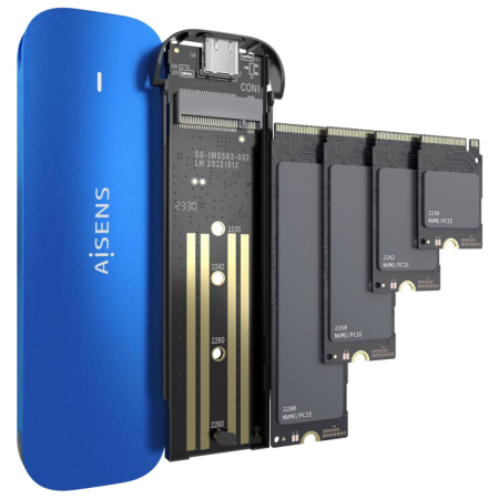 AISENS ASM2-026BLU caja para disco duro externo Caja externa para unidad de estado sólido (SSD) Azul M.2