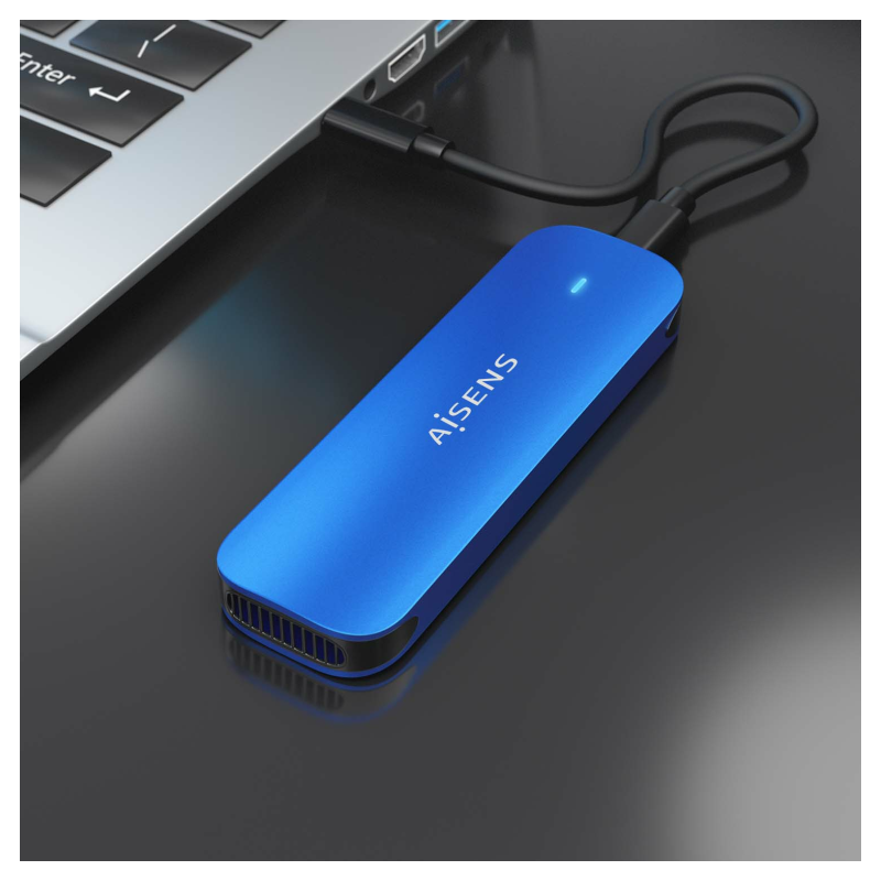AISENS ASM2-026BLU caja para disco duro externo Caja externa para unidad de estado sólido (SSD) Azul M.2