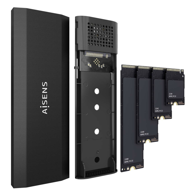 AISENS ASM2-028B caja para disco duro externo Caja externa para unidad de estado sólido (SSD) Negro
