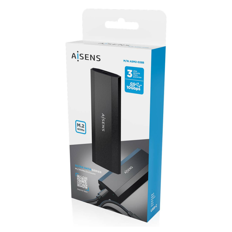 AISENS ASM2-028B caja para disco duro externo Caja externa para unidad de estado sólido (SSD) Negro