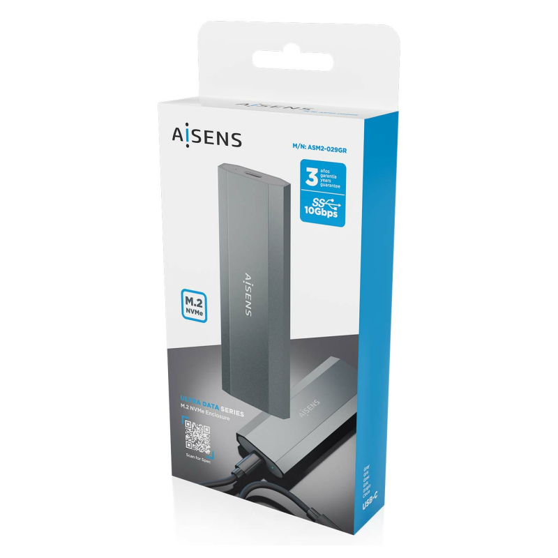 AISENS ASM2-029GR caja para disco duro externo Caja externa para unidad de estado sólido (SSD)