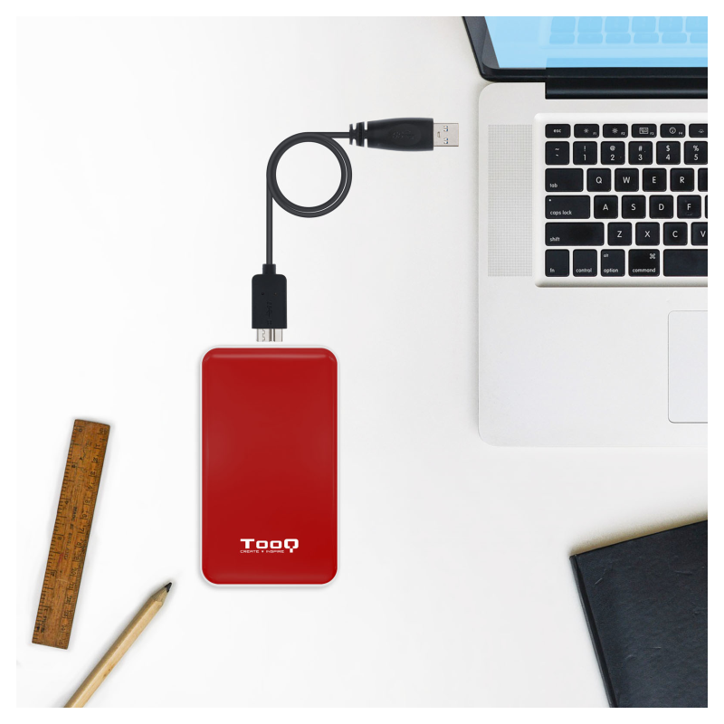 TooQ TQE-2528R caja para disco duro externo Caja externa para unidad de estado sólido (SSD) Rojo 2.5″