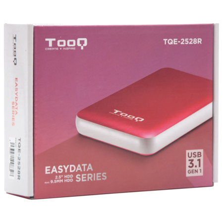 TooQ TQE-2528R caja para disco duro externo Caja externa para unidad de estado sólido (SSD) Rojo 2.5″