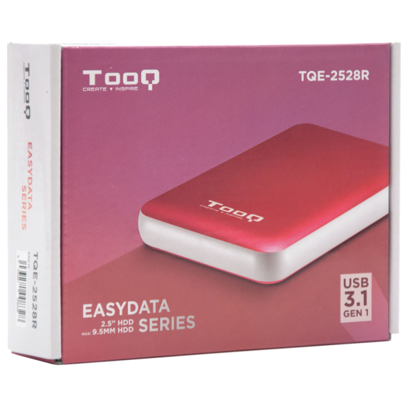 TooQ TQE-2528R caja para disco duro externo Caja externa para unidad de estado sólido (SSD) Rojo 2.5″