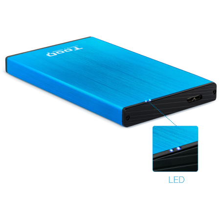 TooQ TQE-2527BL caja para disco duro externo Caja de disco duro (HDD) Negro, Azul 2.5″