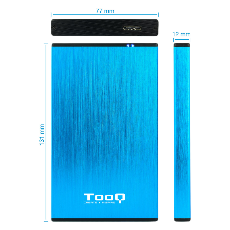 TooQ TQE-2527BL caja para disco duro externo Caja de disco duro (HDD) Negro, Azul 2.5″