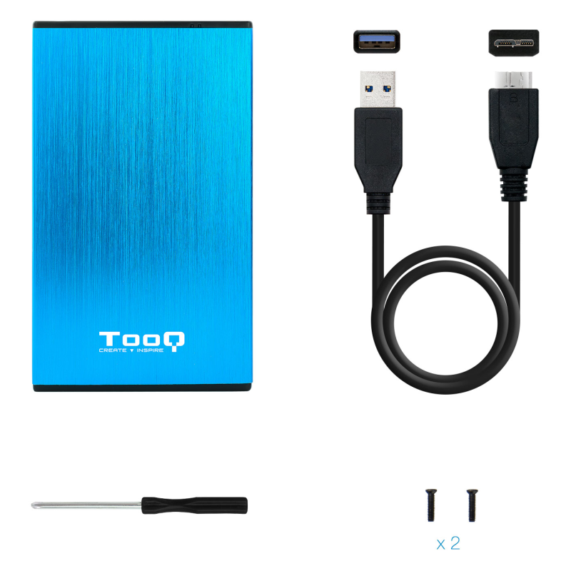 TooQ TQE-2527BL caja para disco duro externo Caja de disco duro (HDD) Negro, Azul 2.5″