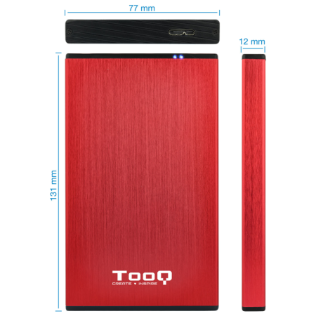 TooQ TQE-2527R caja para disco duro externo Caja de disco duro (HDD) Negro, Rojo 2.5″