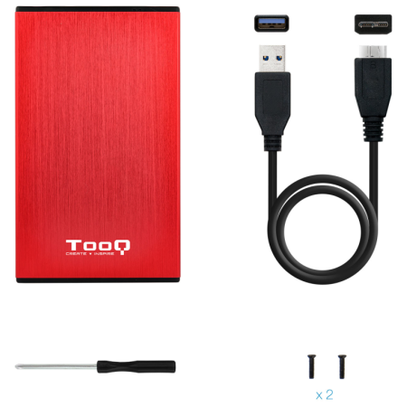 TooQ TQE-2527R caja para disco duro externo Caja de disco duro (HDD) Negro, Rojo 2.5″