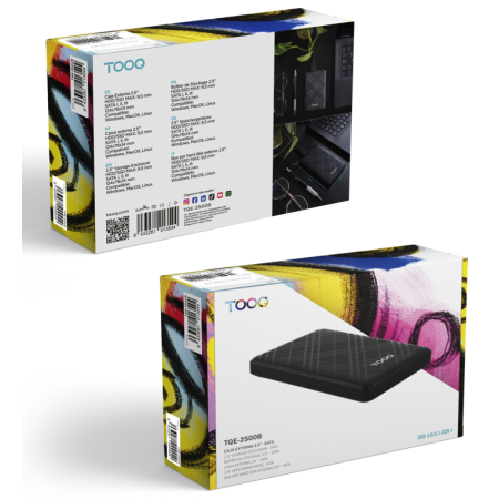 TooQ Caja Externa para Discos de 2,5” HDD/SSD, Negro