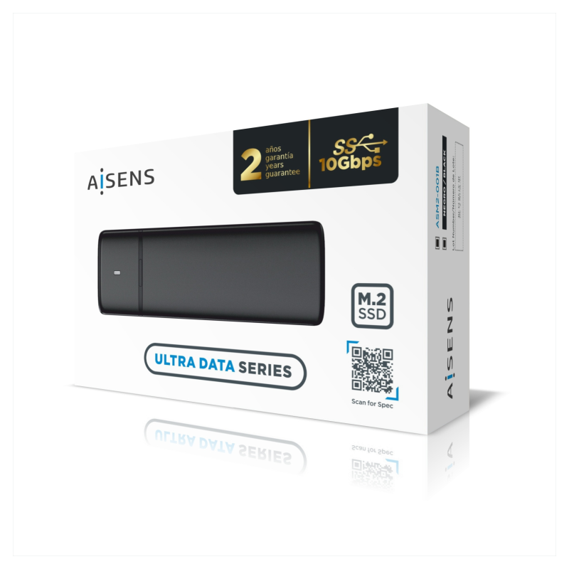AISENS Caja Externa M.2 (NGFF) ASM2-001B SATA/NVME a USB3.1/USB3.2 Gen2, Negra