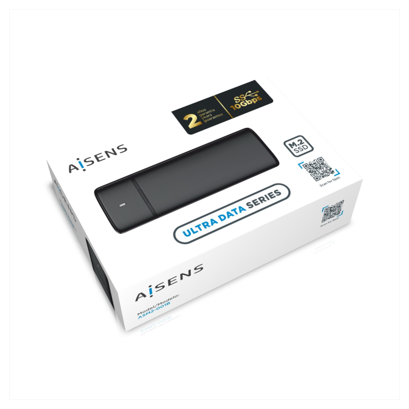 AISENS Caja Externa M.2 (NGFF) ASM2-001B SATA/NVME a USB3.1/USB3.2 Gen2, Negra