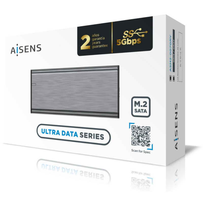 AISENS Caja Externa M.2 (NGFF) ASM2-007GRY SATA A USB3.1 Gen1, Gris