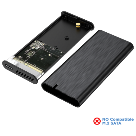 AISENS Caja Externa M.2 (NGFF) ASM2-008B NVMe a USB3.2 Gen2, Negra