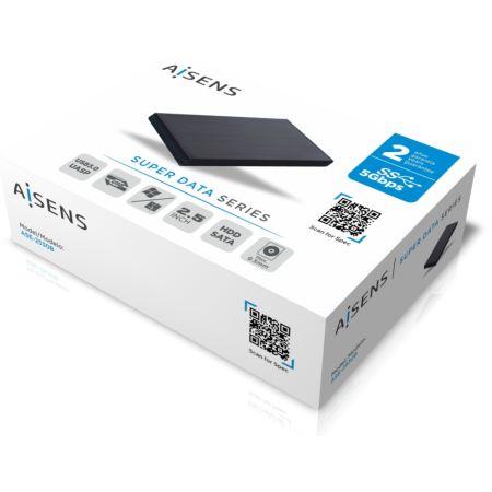AISENS Caja externa 2,5″ ASE-2530B 9.5 mm SATA a USB 3.0/USB 3.1 Gen1, Negra