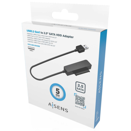 AISENS Adaptador SATA a USB-A USB3.0/USB3.1 Gen1 para Discos Duros 2.5?, Negro