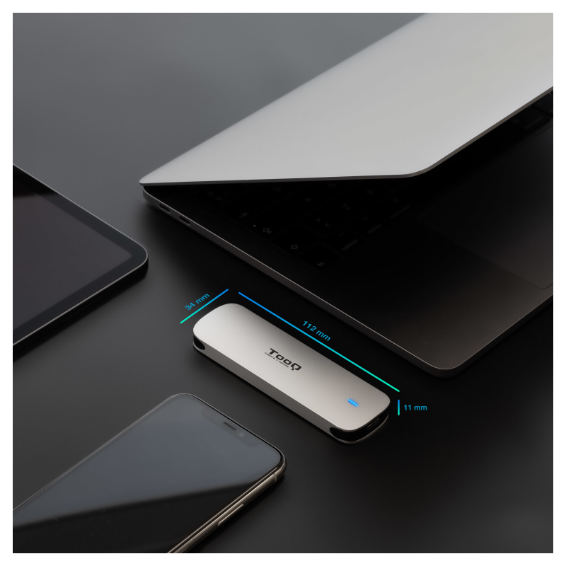 TooQ Caja Externa para SSD M.2 NGFF, Plata