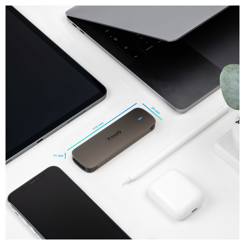 TooQ Caja Externa para SSD M.2 NGFF, Marrón