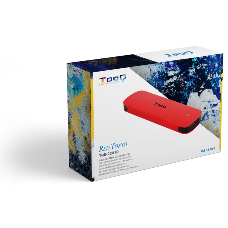 TooQ Caja externa para SSD M.2 NVMe, Rojo