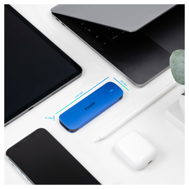 TooQ Caja externa para SSD M.2 NVMe, Azul