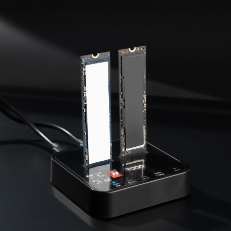 TooQ Docking Station USB-C 3.2 Gen 2 Dual Bay para SSD M.2 NGFF/NVMe Clonador, Negro
