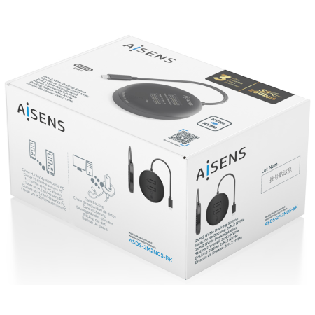 AISENS ASDS-2M2N05-BK base de conexión para disco duro USB 3.2 Gen 2 (3.1 Gen 2) Type-C