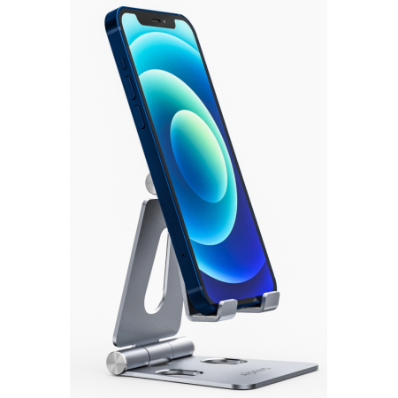AISENS Soporte De Sobremesa Tamaño M Ajustable (2 Pivotes) Para Movil / Tablet, Plata