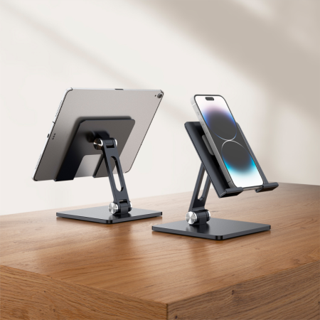 AISENS Soporte de Sobremesa Tamaño XXL Ajustable (2 Pivotes) para Movil / Tablet, Gris