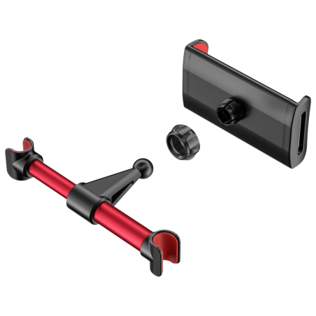 AISENS Soporte Coche Ajustable (1 Pivote) Para Reposacabezas Para Telefono / Tablet, Rojo